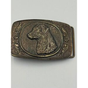 Vintage 1977 Wyoming Studio Art Works Labrador Retriever Belt Buckle RJ Ventrice